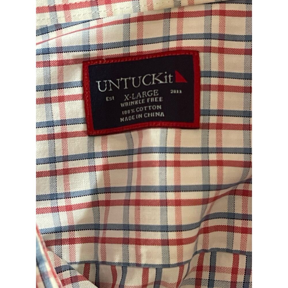 Untuckit Shirt Mens XL Wrinkle Free Plaid Button Golf Casual